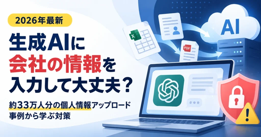 生成AIへの会社情報の入力リスクを解説。約33万人分の個人情報アップロード事例から学ぶセキュリティ対策